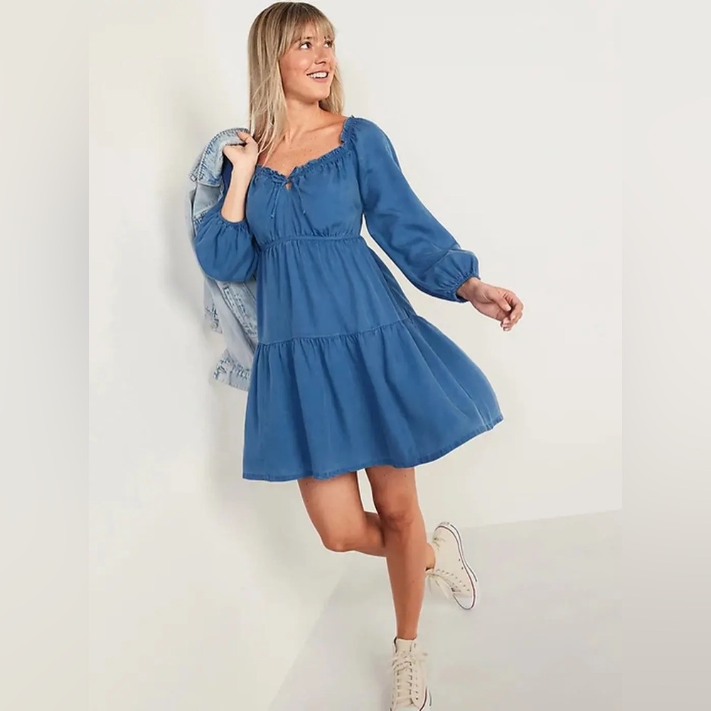 Old Navy Tiered Chambray Dress